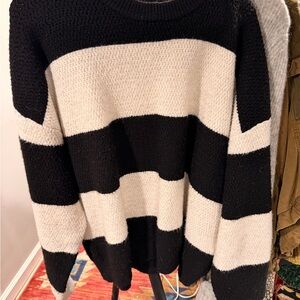 Topshop Black and Cream Striped Sweater